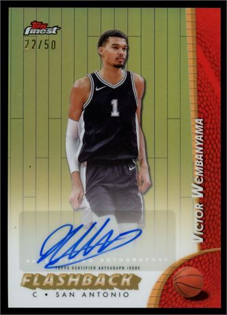 2025 Topps Finest Victor Wembanyama Flashback Gold Refractor 22/50 Auto