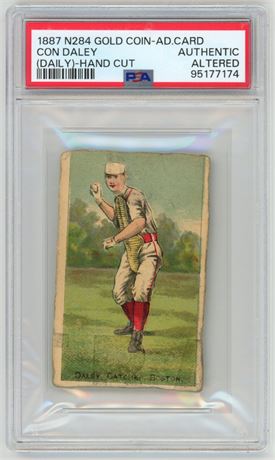 1887 N284 Gold Coin-Ad Card Con Daley (Daily) Hand Cut PSA Authentic Altered