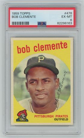 1959 Topps #478 Roberto Clemente PSA 6 EXMT Nicely Centered