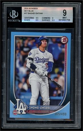 2025 Bowman Sky Blue #17 Shohei Ohtani 365/499 BGS 9 MINT