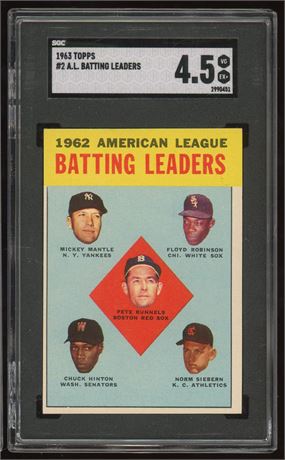 1963 Topps #2 Mickey Mantle AL Batting Leaders SGC 4.5 VGEX+