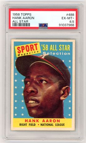 1958 Topps #488 Hank Aaron Hi# All Star PSA 6.5 EXMT+
