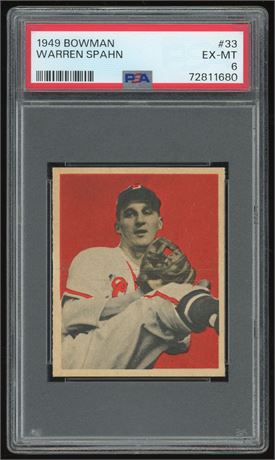 1949 Bowman #33 Warren Spahn PSA 6 EXMT