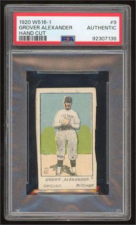 1920 W516-1 Strip Card #9 Grover Alexander Hand Cut HOF PSA Authentic