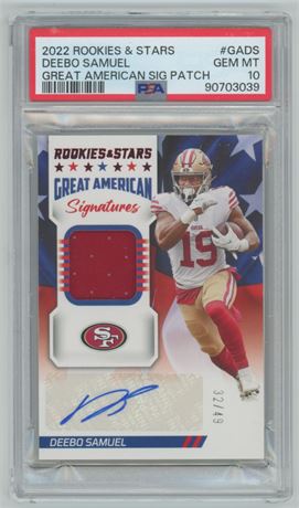 2022 R/S Great American Sig/Patch Deebo Samuel RC  32/49 PSA 10 GEM MINT