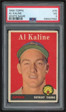1958 Topps #70 Al Kaline PSA 3 VG