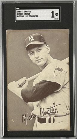1947-66 Exhibits Mickey Mantle Batting, "CK" Connected SGC 1 POOR
