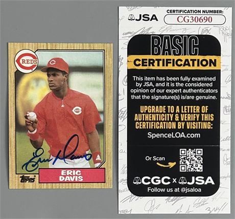 1987 Topps #412 Eric Davis Auto JSA NM