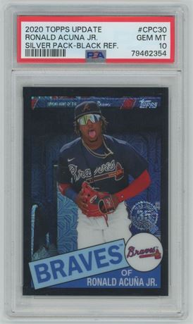 2020 Topps Update Ronald Acuna Jr Silver Pack Black REF /199 PSA 10 GEM MINT