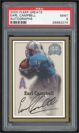 2000 Fleer Greats Earl Campbell Auto PSA 9 MINT