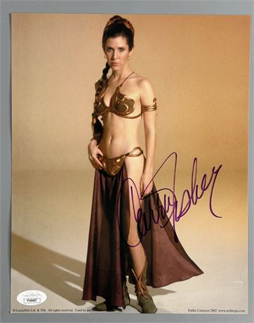 Carrie Fisher Signed 8x10 Photo JSA LOA Purple Marker