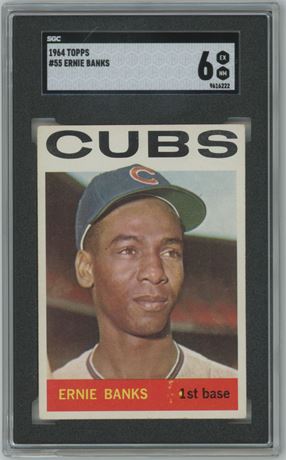 1964 Topps #55 Ernie Banks SGC 6 EXMT DEAD CENTERED