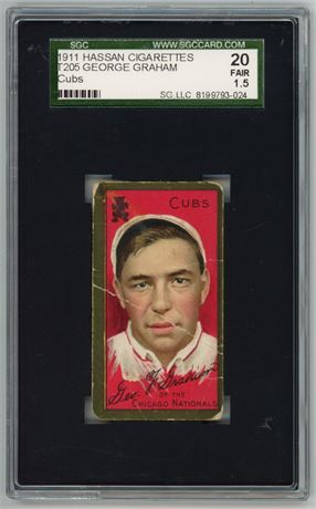 1911 T205 Hassan George Graham SP Cubs SGC 1.5 FAIR