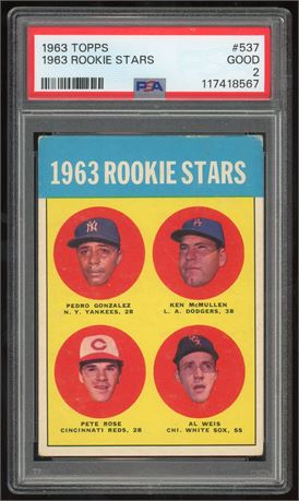 1963 Topps #537 High # Pete Rose RC PSA 2 GOOD