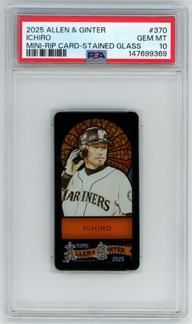 2025 Topps Allen & Ginter #370 Ichiro Mini-Rip Card Stained Glass PSA 10