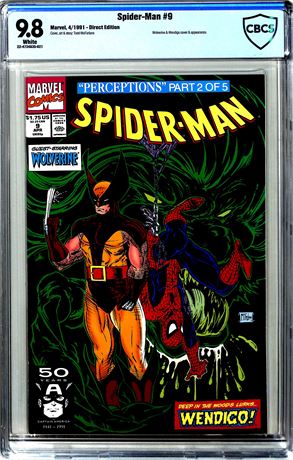 Spider-Man #9 (1991) Direct Edition CBCS 9.8 Wolverine/Wendigo Cover/Appearance