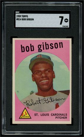 1959 Topps #514 Bob Gibson RC Hi# SGC 7 BEAUTY