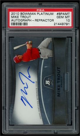 2010 Bowman Platinum Mike Trout Prospect Auto Refractor PSA 10