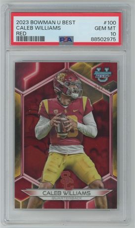 2023 Bowman U Best #100 Red Caleb Williams RC 08/10 PSA 10 GEM MINT