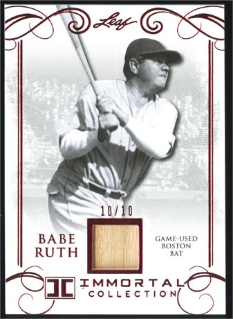 2017 Leaf Immortal Collection Babe Ruth Game Used Bat Card 10/10