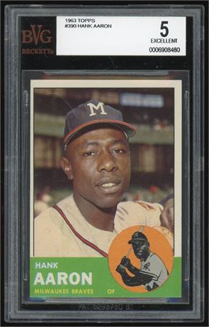 1963 Topps #390 Hank Aaron BVG 5 EX