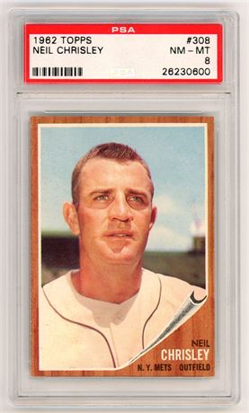 1962 Topps #308 Neil Chrisley PSA 8 NMMT
