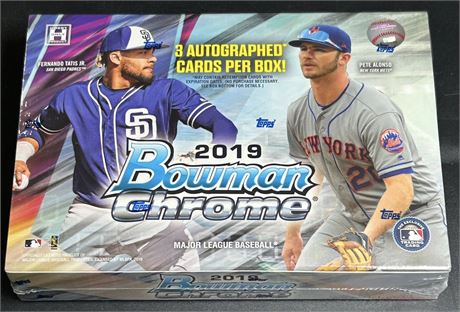 2019 Bowman Chrome Baseball Hobby Box Factory Sealed 3 Autos Per Box