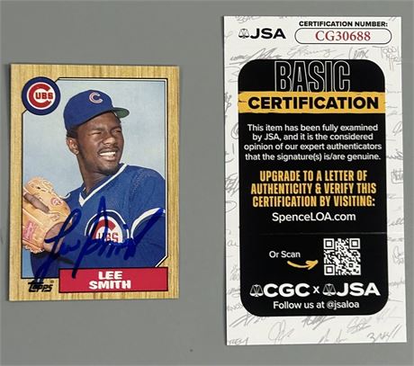 1987 Topps #23 Lee Smith Auto JSA NM