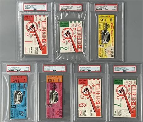 1971 World Series Ticket Stub Lot (7) PSA Graded Games 1-7 Clemente MVP
