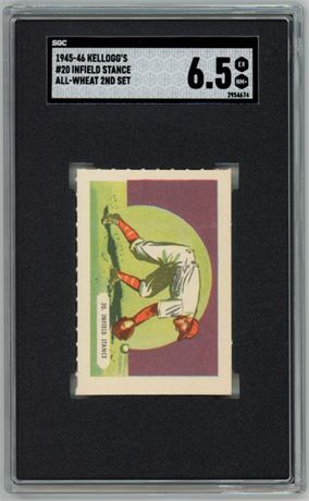 1945 Kellogg's #20 Infield Stance All-Wheat 2nd Set SGC 6.5 Only SGC Example