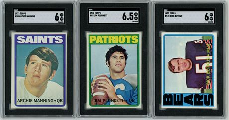1972 Topps Manning/Butkus/ Plunkett SGC EXMT to EXMT+ Graded Lot (3)