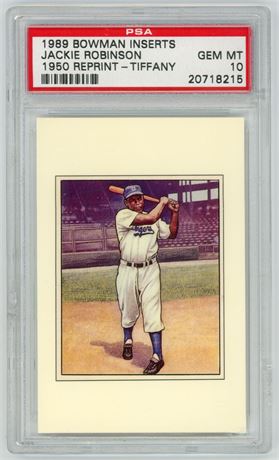 1989 Bowman Inserts Jackie Robinson 1950 Reprint Tiffany PSA 10 GEM MINT