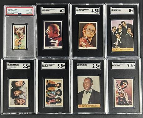 1966-1978 Musicians SGC/PSA Graded Lot (8) w/ Hendrix, Elton John, and Armstrong