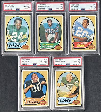 1970 Topps Football PSA Graded Lot (5) w/ Nitschke, and Otto