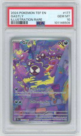 2024 Pokémon TEF English #177 Gastly Illustration Rare PSA 10 GEM MINT