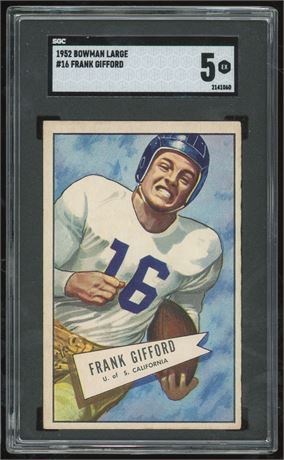 1952 Bowman Large #16 Frank Gifford RC SGC 5 EX