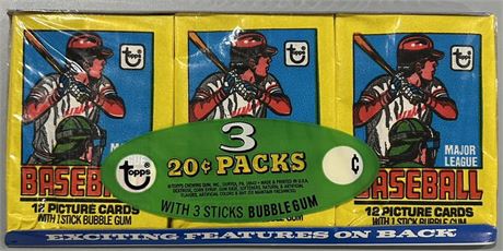 1979 Topps Baseball Wax Pack Sealed 3-Pack Grocery Tray