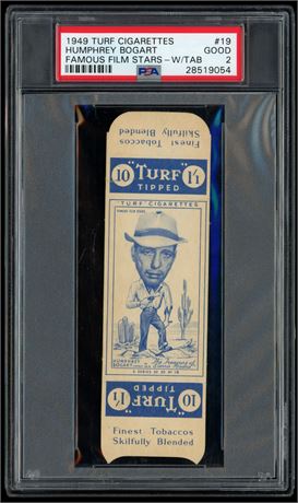 1949 Turf Famous Film Stars #19 Humphrey Bogart w/ Tab PSA 2 GOOD