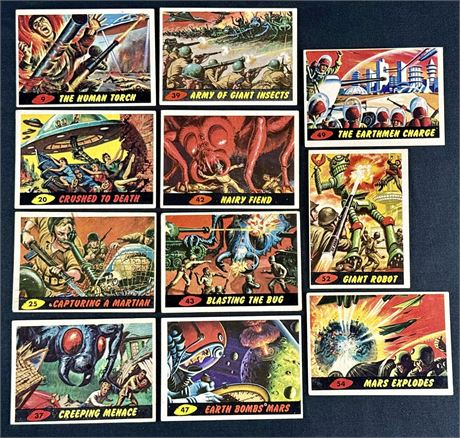 1962 Mars Attacks Lot (11) Low Grade