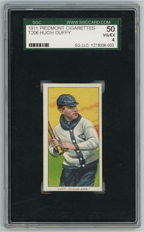1909-11 T206 Piedmont Hugh Duffy HOF SGC 4 VGEX