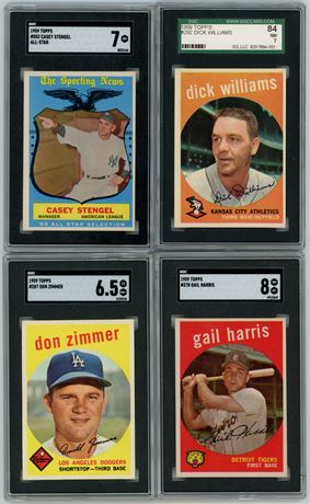 1959 Topps Baseball SGC Graded Lot (4) w/ Zimmer, and Stengel Hi#