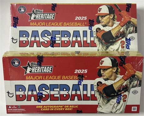 2025 Topps Heritage MLB Hobby Boxes Sealed Lot (2) One Autograph or Relic