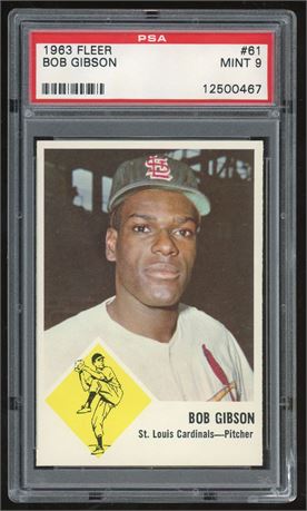 1963 Fleer #61 Bob Gibson PSA 9 MINT Only 5 Higher