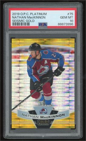 2019 O-Pee-Chee Platinum #75 Nathan MacKinnon Seismic Gold 47/50 PSA 10 GEM MINT