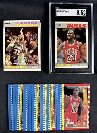 1987-88 Fleer Complete Basketball Set w/ Stickers Jordan SGC 8.5 NM AVG