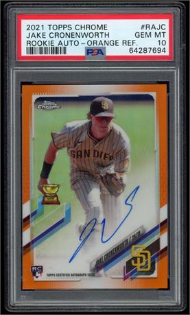 2021 Topps Chrome Jake Cronenworth Rookie Auto Orange Refractor 07/25 PSA 10