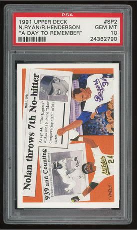 1991 Upper Deck Nolan Ryan & Rickey Henderson A Day to Remember PSA 10 GEM MINT