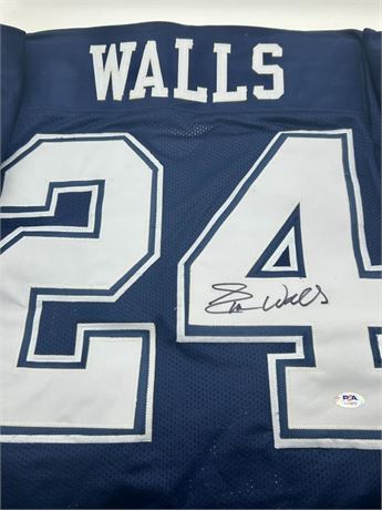 Everson Walls Autographed Pro Style Blue Football Jersey (PSA) XL