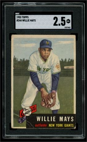 1953 Topps #244 Willie Mays Hi# SP SGC 2.5 GOOD+
