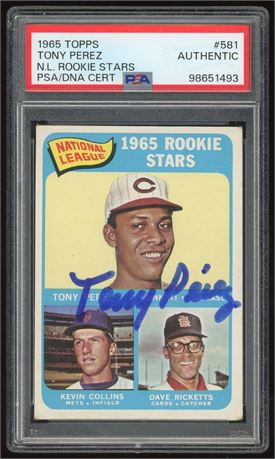 1965 Topps #581 Tony Perez RC Hi # Auto PSA Authentic